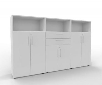 Büroschrankwand FIX4 Weiß Standfuß